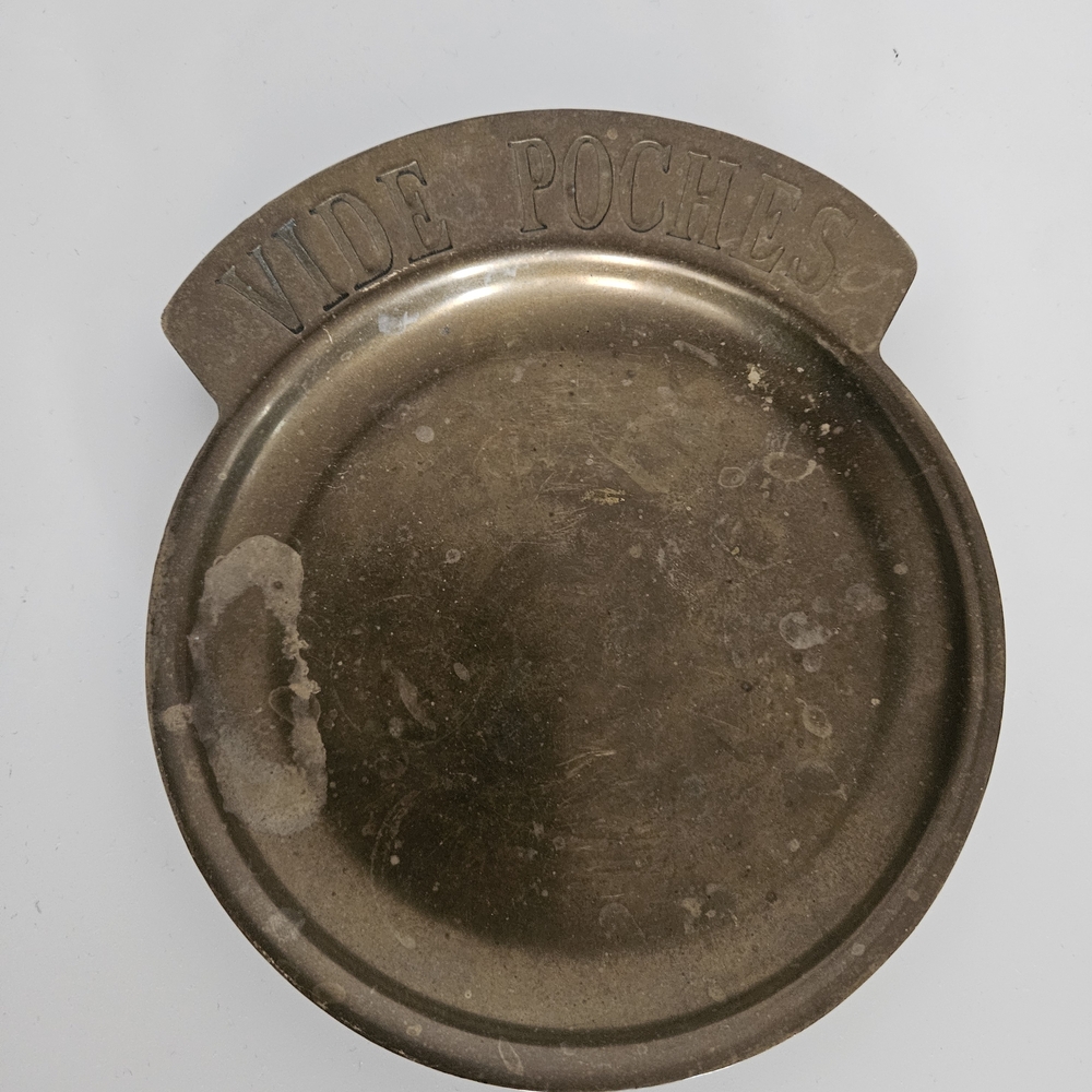 Vintage Solid Brass Vide Poches Dish With Engraving.